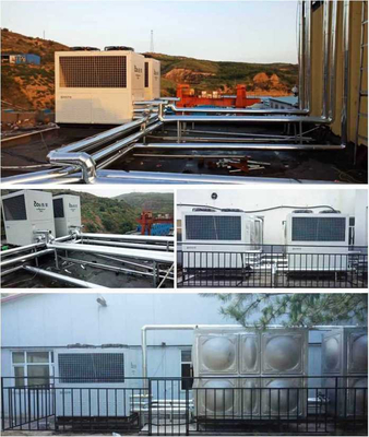 R744 CO2 ปั๊มความร้อนจากอากาศสู่น้ำ 160kW เชิงพาณิชย์เพื่อให้ความร้อนระบายความร้อนด้วยน้ำร้อน